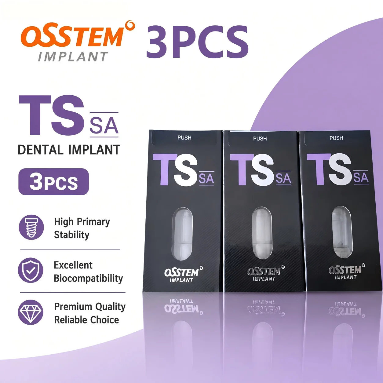 3pcs Original OSS TS Dental Implant Fixture, Orthodontic Micro Mini Bone Screw Anchoring Tool for Oral Surgery