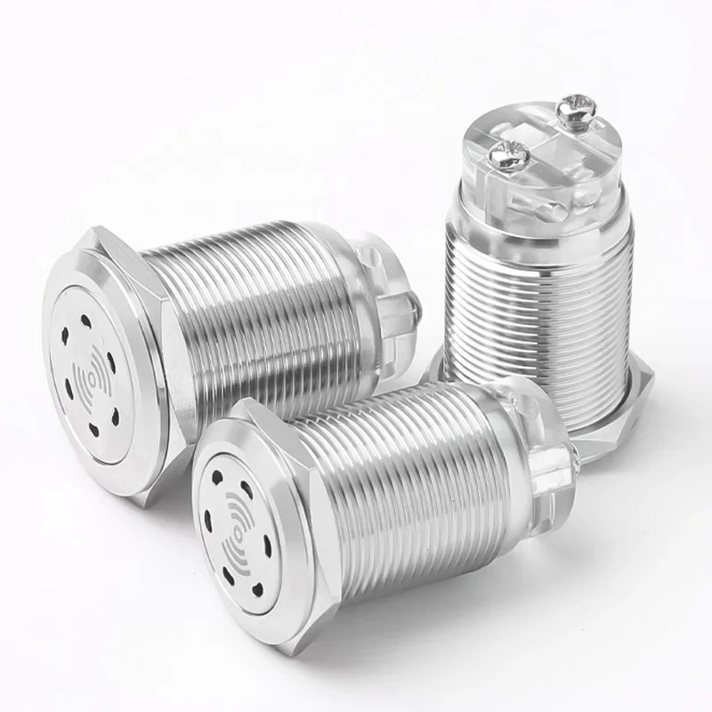 16MM 19MM 22MM Metal Buzzer Switch Waterproof With Intermittent Sound Red LED Light Stainless Steel Shell Screw Foot 12V 24V