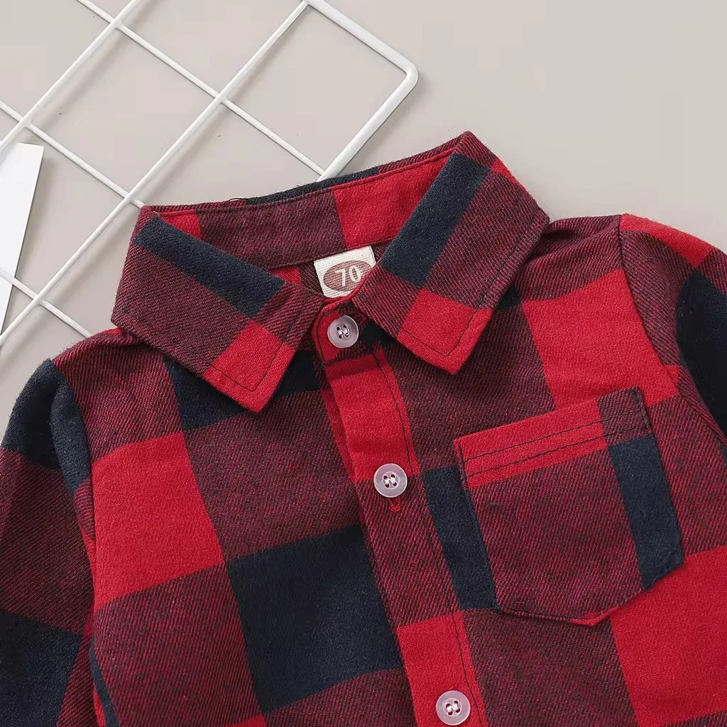 0-18 Months Newborn Baby Boy Romper Long Sleeves Red Plaid Bodysuit Spring&Autumn Fashion Jumpsuit for Infant Baby Boy Clothes