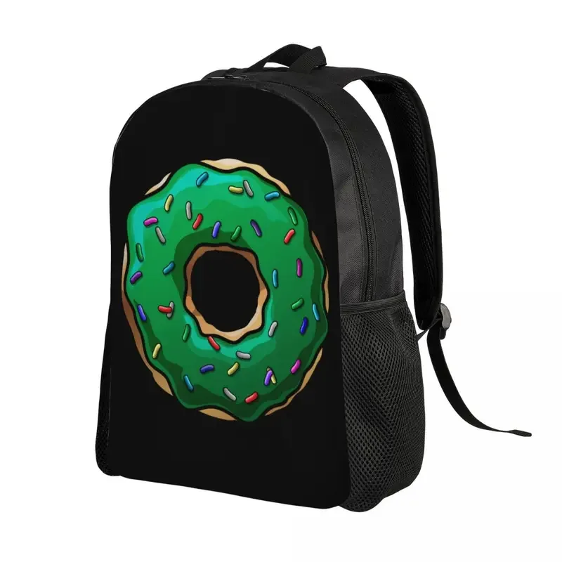 Green Bread Donut Travel Backpack Women Men School Computer Bookbag Doughnut College Student Daypack Bags