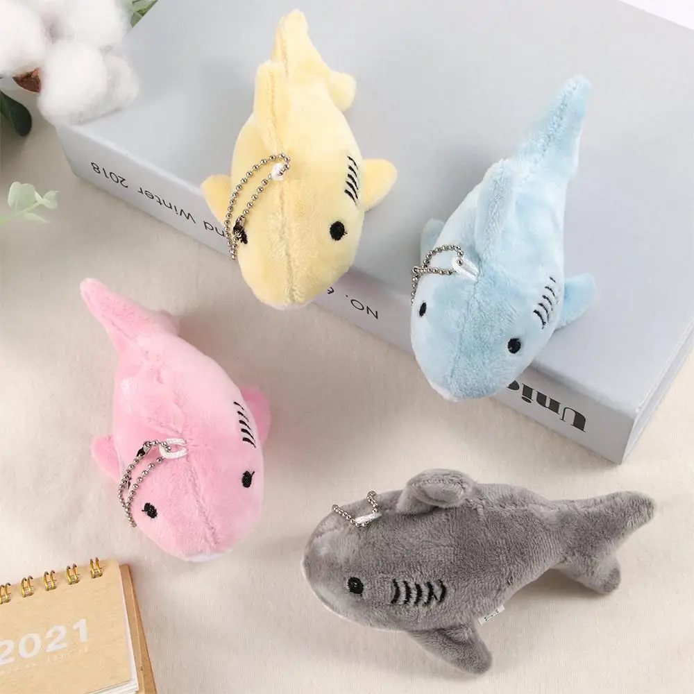 12cm Cute Cartoon Simulation Shark Plush Key Chain Small Soft Stuffed Animal Toys Doll Backpack Keychain Bag Pendant Kids Gifts