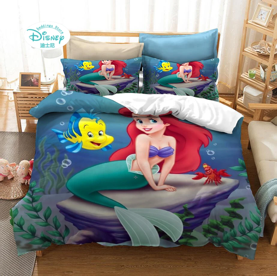 

Disney Cartoon Little Mermaid Ariel Printed Bedding Sets for Childrens Girls Bedroom Decor Duvet Cover Set