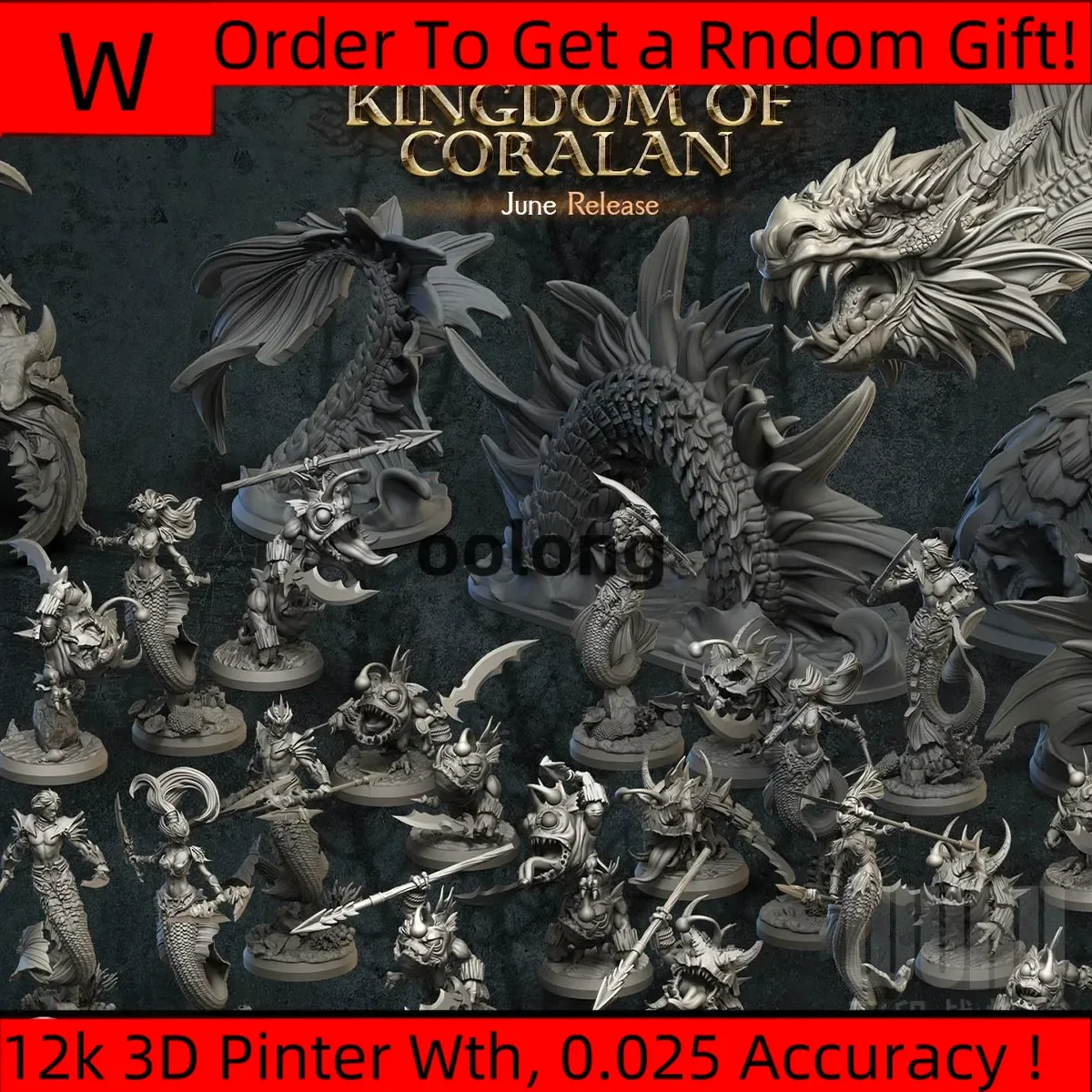 Miniature Resin Model Mermaid Warrior Little Fish Monster Sea Dragon And Giant Snake Dnd Board Game Chess Model Unpainted