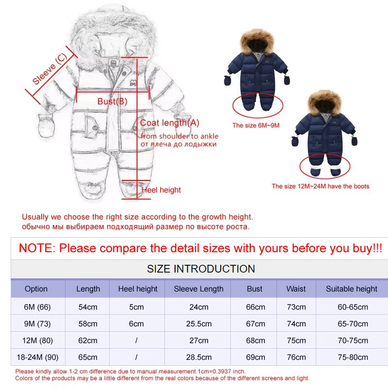 Ircomll Thick Warm Infant Baby Jumpsuit Hooded Inside Fleece Boy Girl Winter Autumn Overalls Children Outerwear Kids Snowsuit