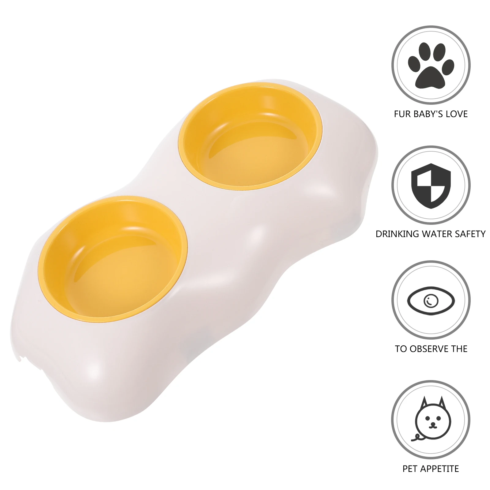 

Egg Yolk Bowl Pet Dog Basin Feeder Cat Drinking Water Dual Purpose Double Food Adorable Pp