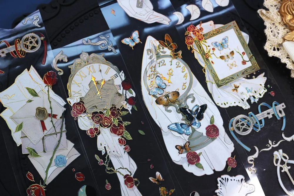 5M Stechuhr glänzendes PET Washi Tape dekorative Aufkleber Collage Diy Karte Scrapbooking