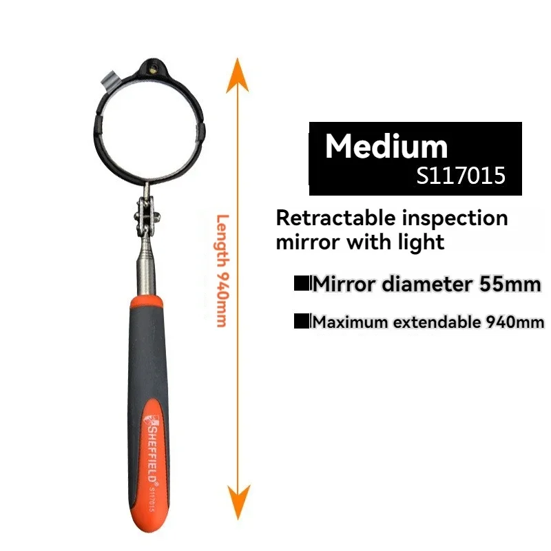 

Full New Telescopic Inspection Mirror With Light Endoscope Service Reflector Universal Underbody Inspection