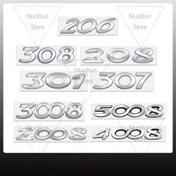 1pcs For Peugeot 206 208 301 307 308 2008 3008 4008 5008 Bright Silver Letter Sticker Car Badge Metal Trunk Emblem Accessories