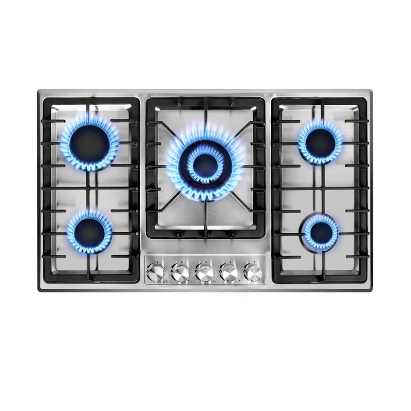 ALK Portable Table Top Stainless Steel Built in Gas Stove  with 5 Burner for Household Kitchen