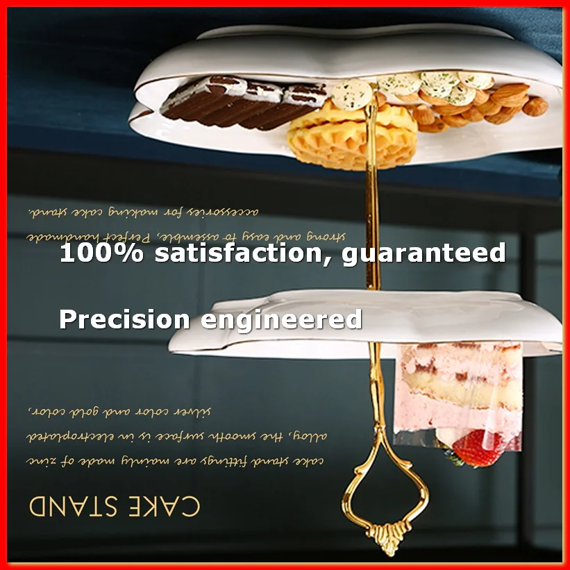 ●8 Sets 3 Tier Crown Cake Plate Stand Fittings Hardware Holder Kitchen Gadgets for Wedding and - Silver&Golden-ABFB