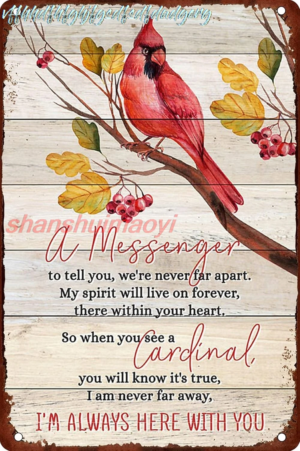 I'm Always Here with You Cardinal Vintage Tin Metal Signs Home Retro Style 8×12 Inch Art Wall Decor sign