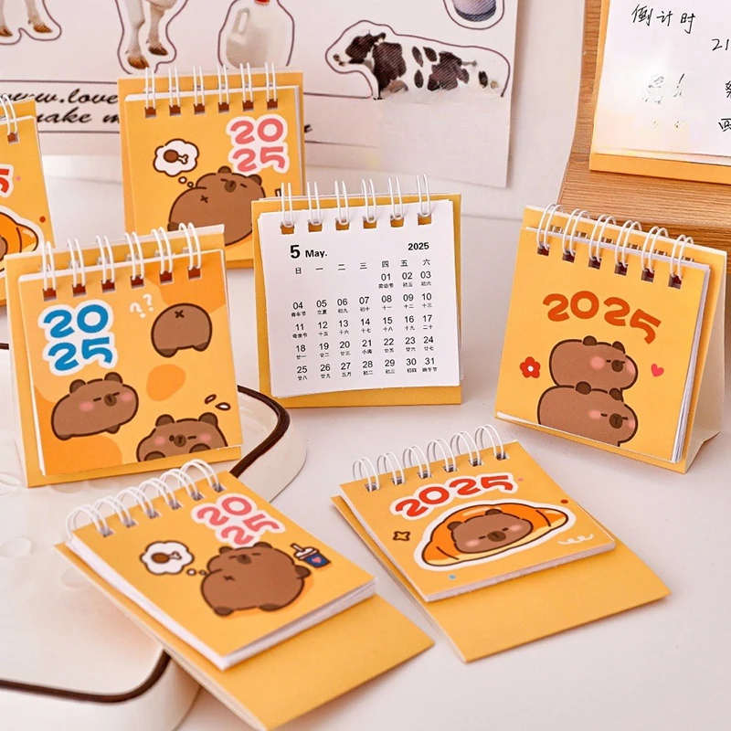 Cute Cartoon Desk Calendar, Creative Office Desktop Calendar, Dual Daily Mini Memo, Learning Planner, Fofo, 2025