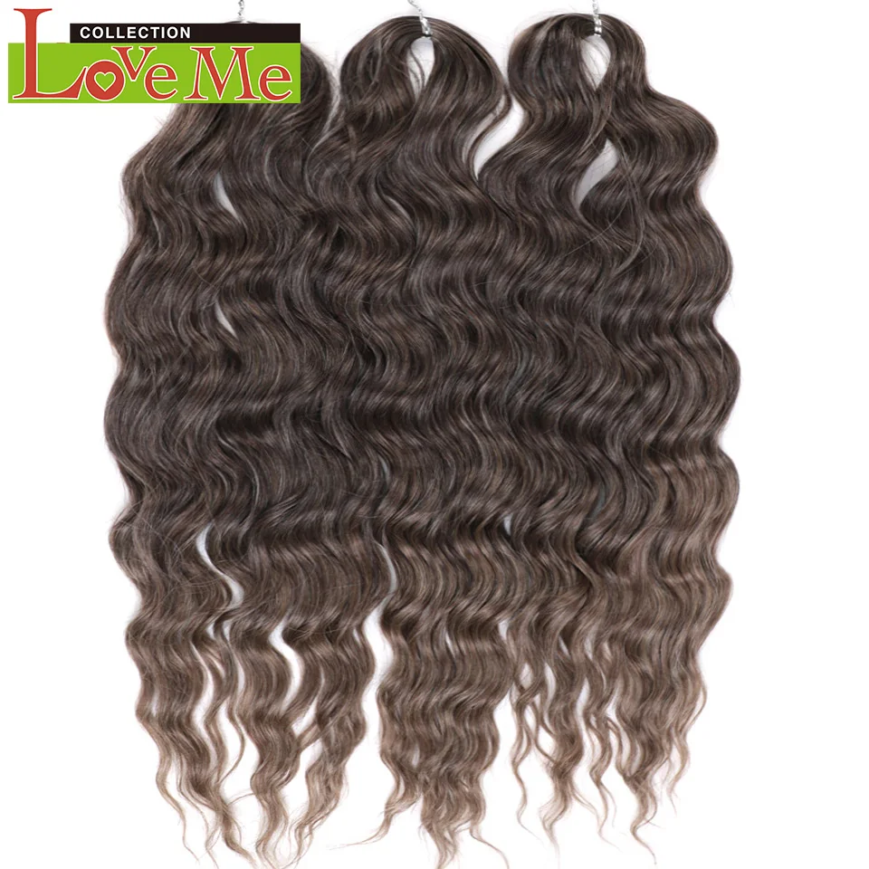 LOVE ME 24 Zoll 300g Synthetisches Haar Wasserwellen-Flechthaarverlängerungen Ombre Regenbogenfarben Tiefe Wellen Twist Häkelhaar – Detail 15