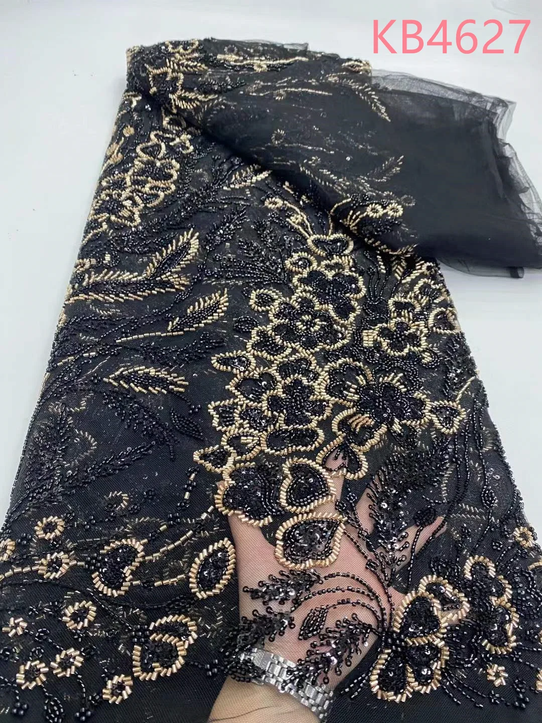 

Черный и золотой цвет, вышитые бусины, африканские кружевные ткани, высокое качество, 2021, французская сетка с блестками для свадебной вечеринки KB4627