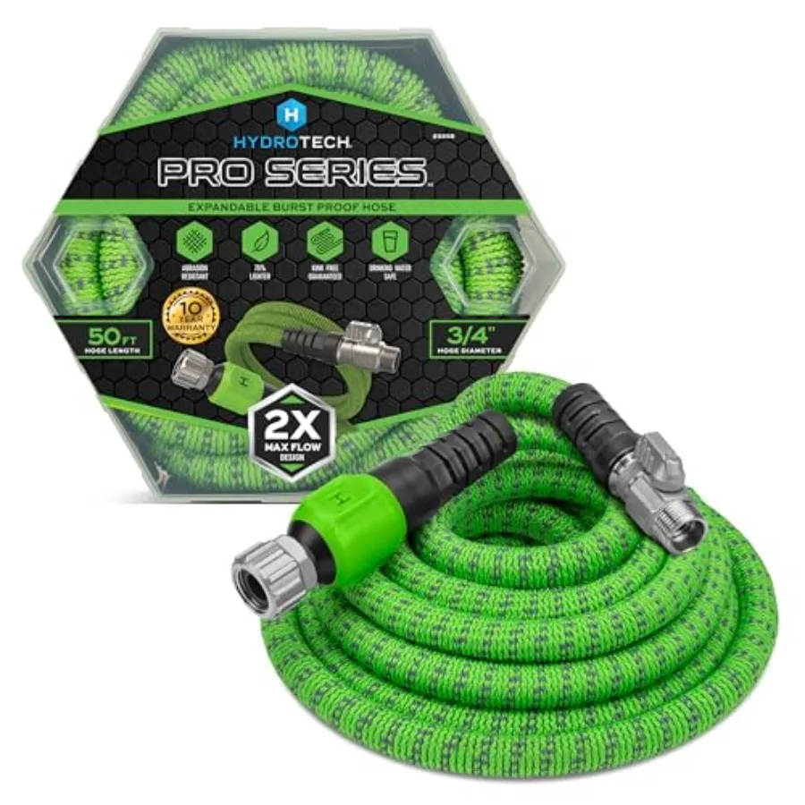 

Expandable Garden Hose Pro Series 2x Max Flow 3/4 No-Kink Flexibility Lightweight for Lawn Garden Car Washing Deck and Patio Cl