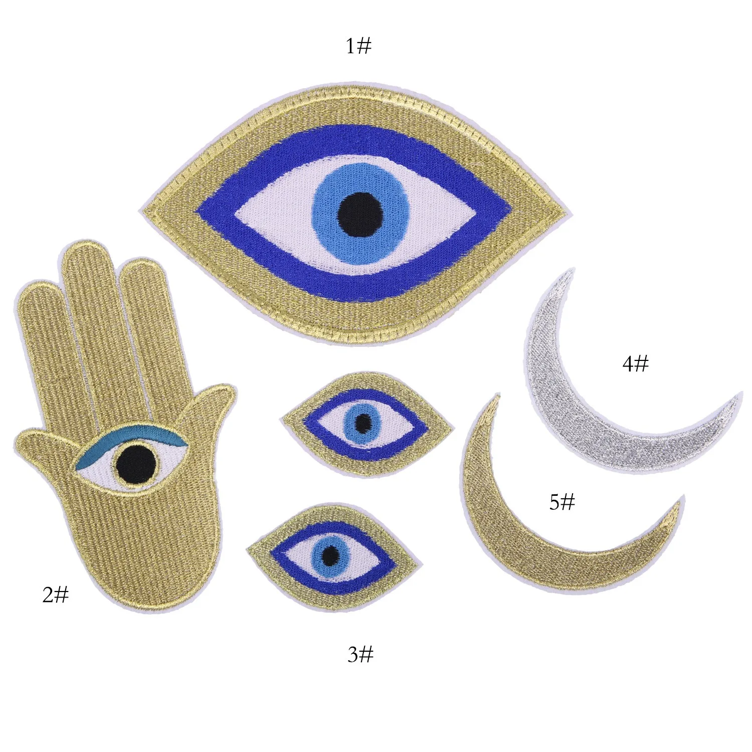 Evil Eye Patch Mysterious Blue Eye Symbols Embroidered Appliques Sad Tearful Eye Iron on Emblem Khamsah Badge for Clothing DIY