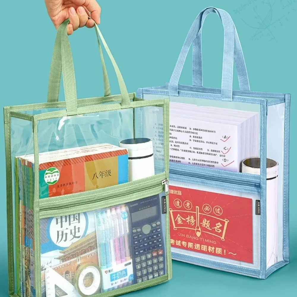 

PVC Material Transparent Pencil Case Simple Design Waterproof Double Layer Document Bag High Aesthetic Value Transparent