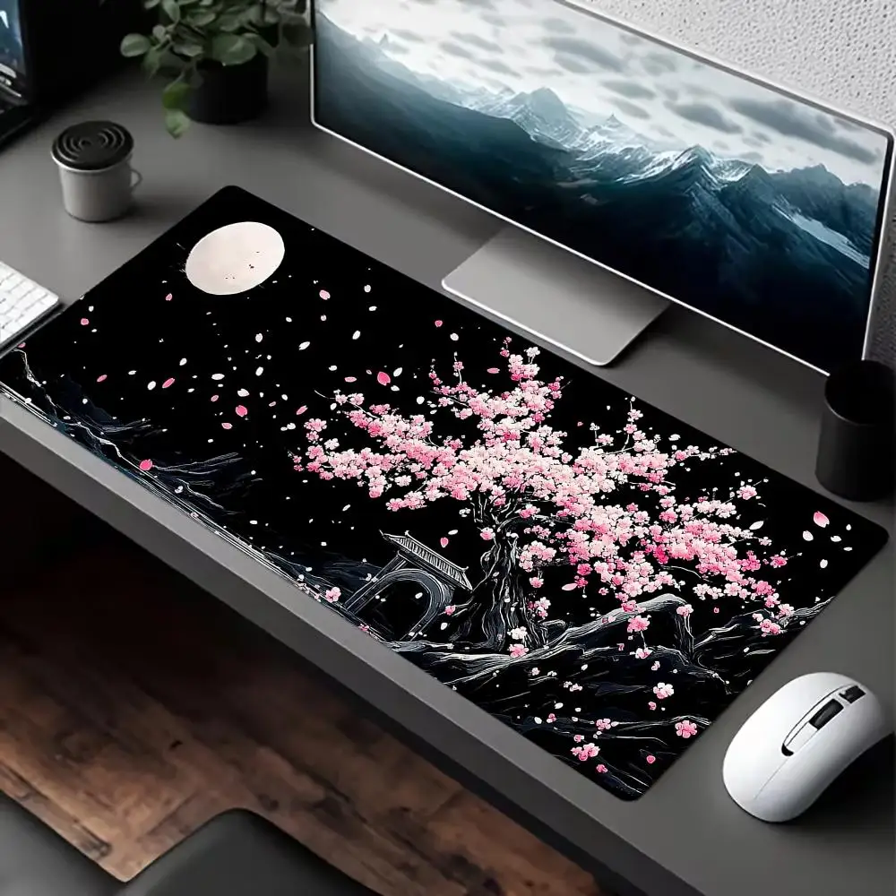 Large Esport Gaming Mouse Pad Non-Slip Rubber Desk pad Comfortable Keyboard mats Cherry Blossom Ancient Architecture  accessorie