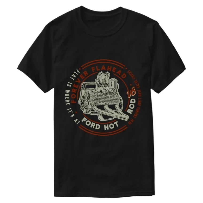 Camiseta Forever Flathead V8 Hot Rod Engine Rockabilly, 100% algodón, cuello redondo, manga corta, camiseta informal de verano para hombre, talla S-3XL