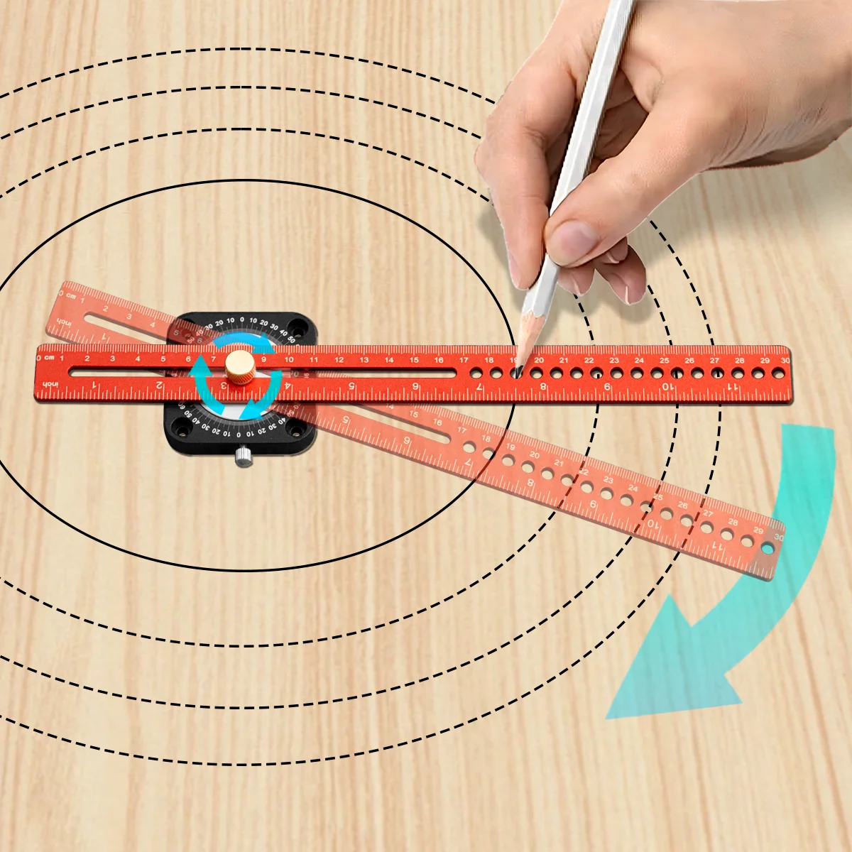 New Woodworking Scriber 360° Precision T-type Angle Ruler Aluminum Alloy Marking Gauge Line Drawing Compass DIY Measuring Tools
