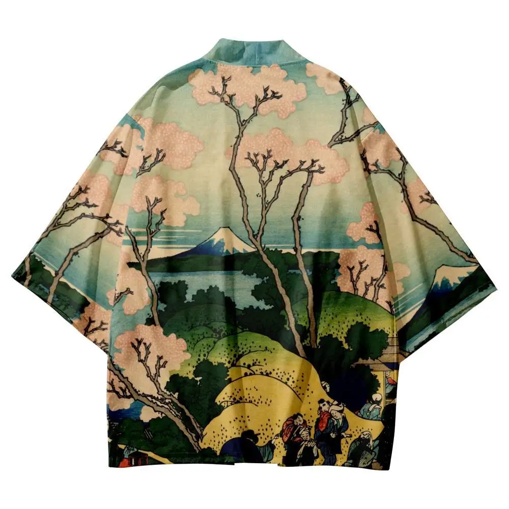 

Hot Sale Chinese Style Cardigan Digital Printing Beach Haori National Wind Landscape Ink Painting New Product Traditional Kimono