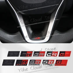 Car Interior Trim GR Sport Logo Steering Wheel Badge Sticker Dashboard Decals For Toyota Yaris Corolla Camry Vios Supra Reiz CHR