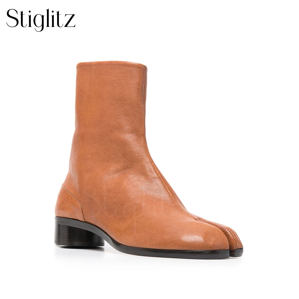 Stivaletti Tabi con tacco basso da 3cm per uomo stivaletti con punta divisa in pelle multicolore personalizzabili fibbia in metallo novità Slip on