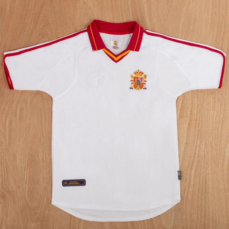 قميص كرة قدم رجالي بتصميم ريترو للمنتخب الإسباني، زي رياضي قصير الأكمام برقم 7 راؤول، نسخة طبق الأصل #2