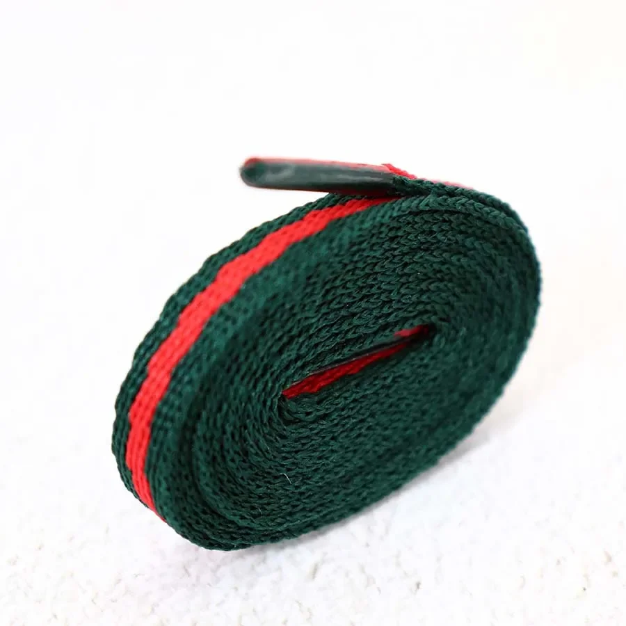 Coolstring 8mm Green Red Ribbon Shoelaces Polyester Flat Laces Single Layer Shoestrings Plastic Metal Tips DIY Replacement Laces