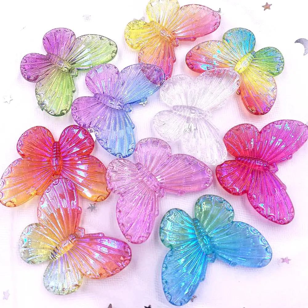 AB żywica Bling kolorowy kryształ motyl figurka Flatback Rhinestone 1 otwór 10 sztuk album do scrapbookingu DIY ozdoba do domu rękodzieło akcesoria