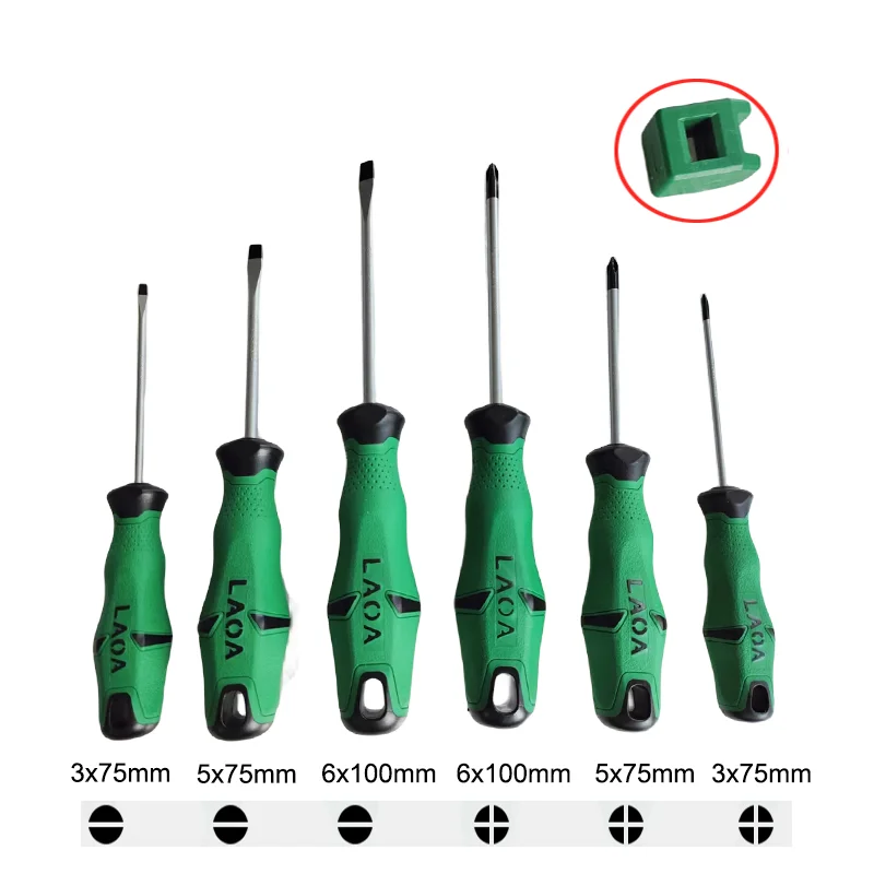 LAOA Screwdrivers 6PCS/9PCS Set Cr- V Screw Driver Slotted and Phillips Screwdrivers Hand Tools Kit