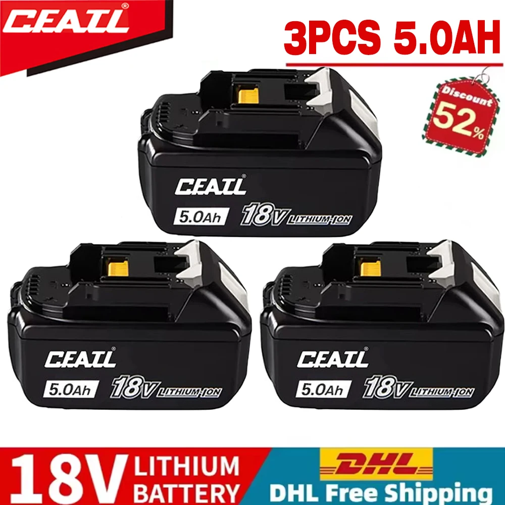 

DTW300 Genuine for Makita 18V Battery Rechargeable Lithium Ion 6.0Ah 5.0Ah Charger Compatible with BL1850 LXT400 Power Tools