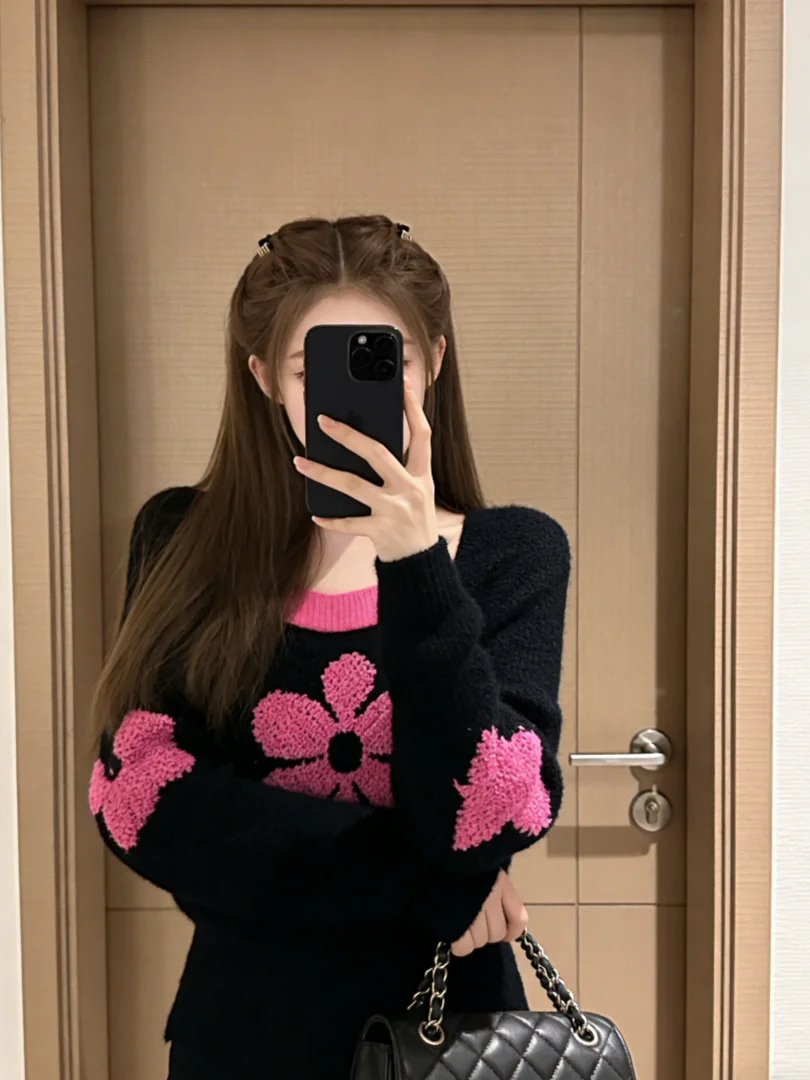 

Уникальный шикарный вязаный свитер ort Sle Inner Wear Korean Faion Красивый роскошный легкий зимний топ для женщин Свободный крой Длинный ...