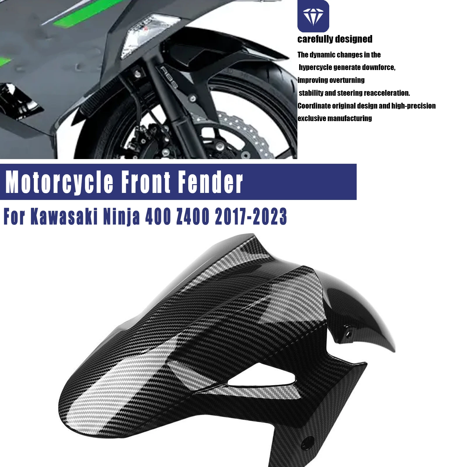 Motorcycle Accessories Front Fender Mudguard Tire Splash Mud Guard Shell For Kawasaki Ninja400 Z400 Z 400 2017-2023