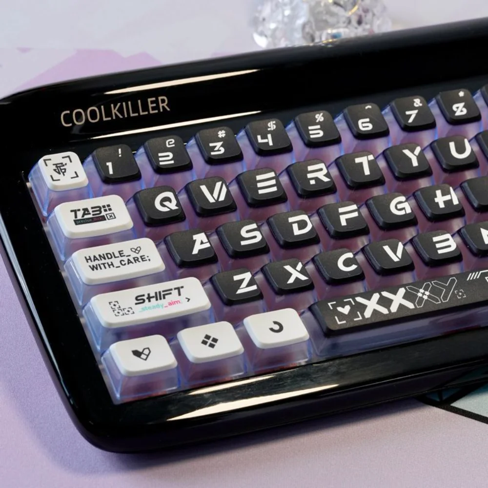 121 Key Quad Transparent Pudding Keyboard Cap with Printed OEM Profile Adapts To Cherry MX 61 68 104 Mechanical Keyboards