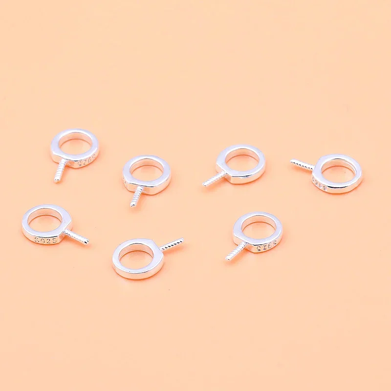 5PCS 925 Sterling Silver DIY Jewelry Accessories Pendant Needle Pearl Hanging Needle Handmade Beaded Material Accessories