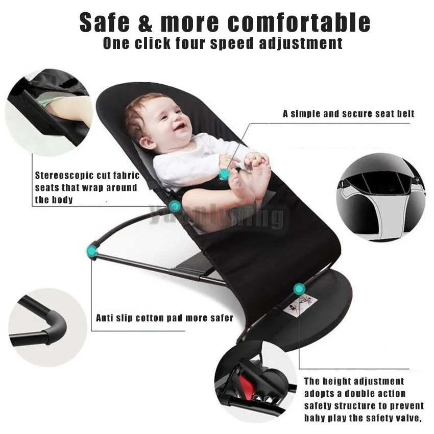 Música do bebê Cadeira de balanço, Baby Bouncer, balanço Chaise Longue, cadeiras de descanso para crianças, 0-36 meses