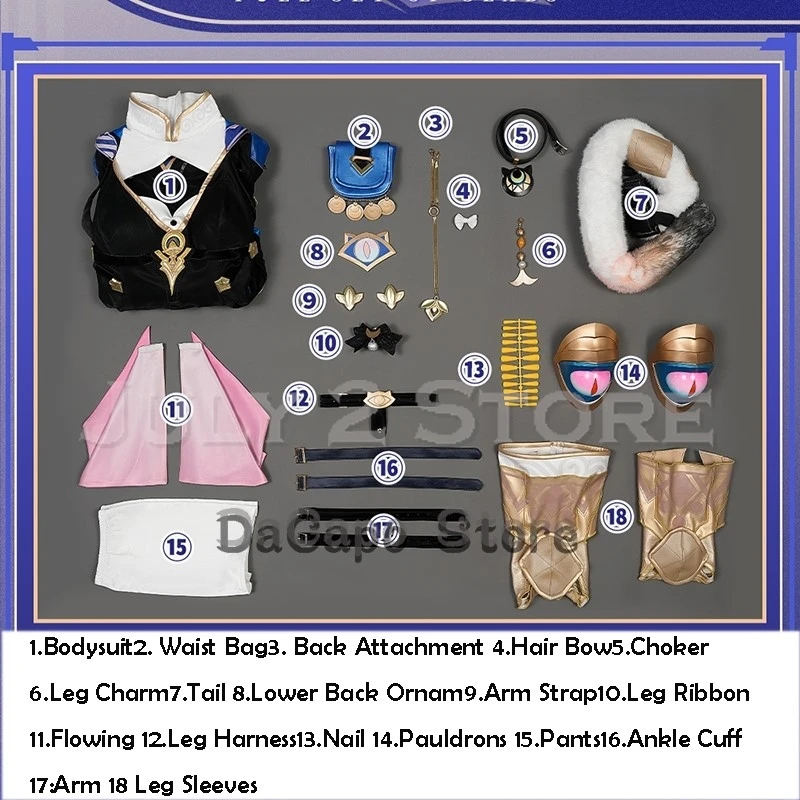 أنيمي تشفير تأثيري هونكاي: ستار السكك الحديدية زي شعر مستعار لعبة القط الفتيات الزي لعب الأدوار أحذية عملة الذيل مقنعين هالوين P لعب الأدوار #6