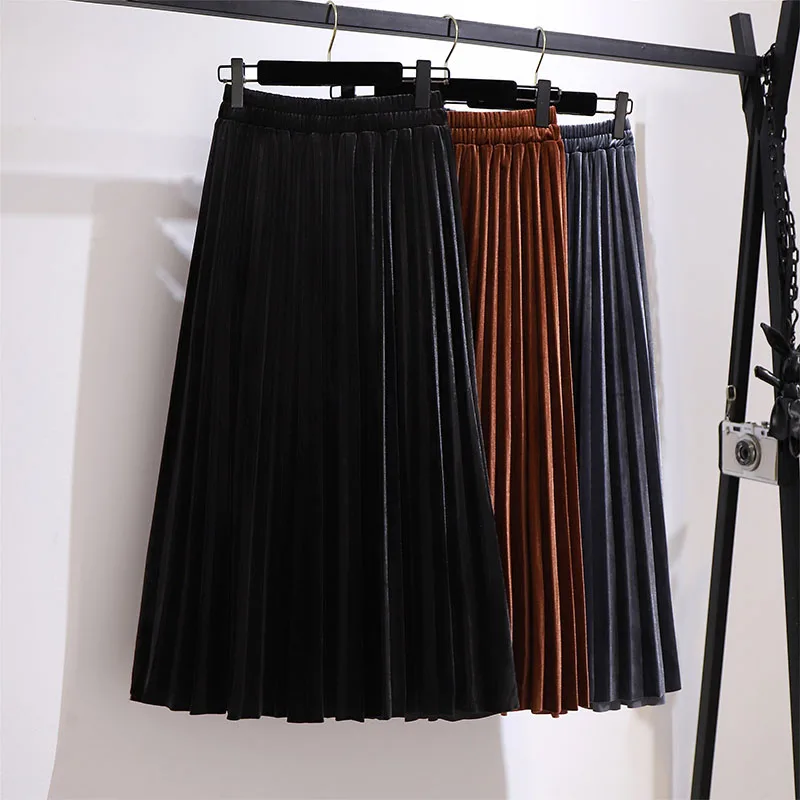 Plus Size Large size women fat mm2023 autumn new 200 pounds fat sister canary skirt a word pleated skirt cover crotch