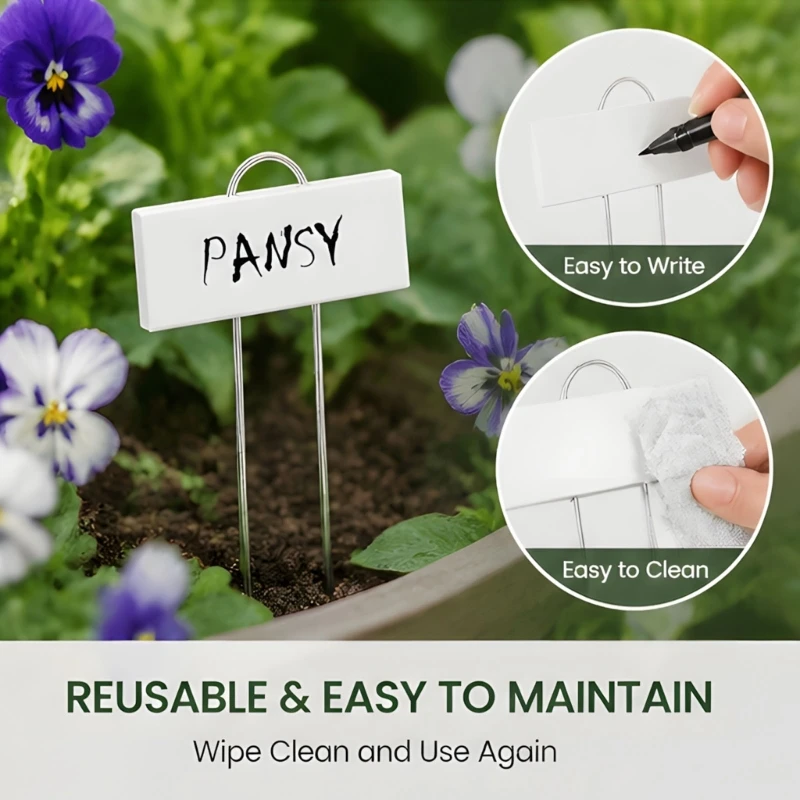 Garden Label Stakes for Herb Pots with White Panels and Date Lines