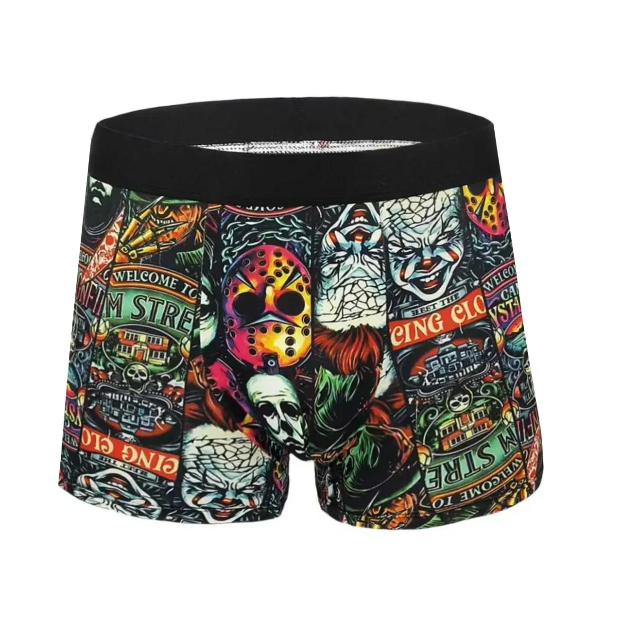 Random 5-Piece Set Men's Fun Graffiti Printed Boxer Shorts,Trendy, Personalized, Comfortable And Breathable Four-Corner Pants