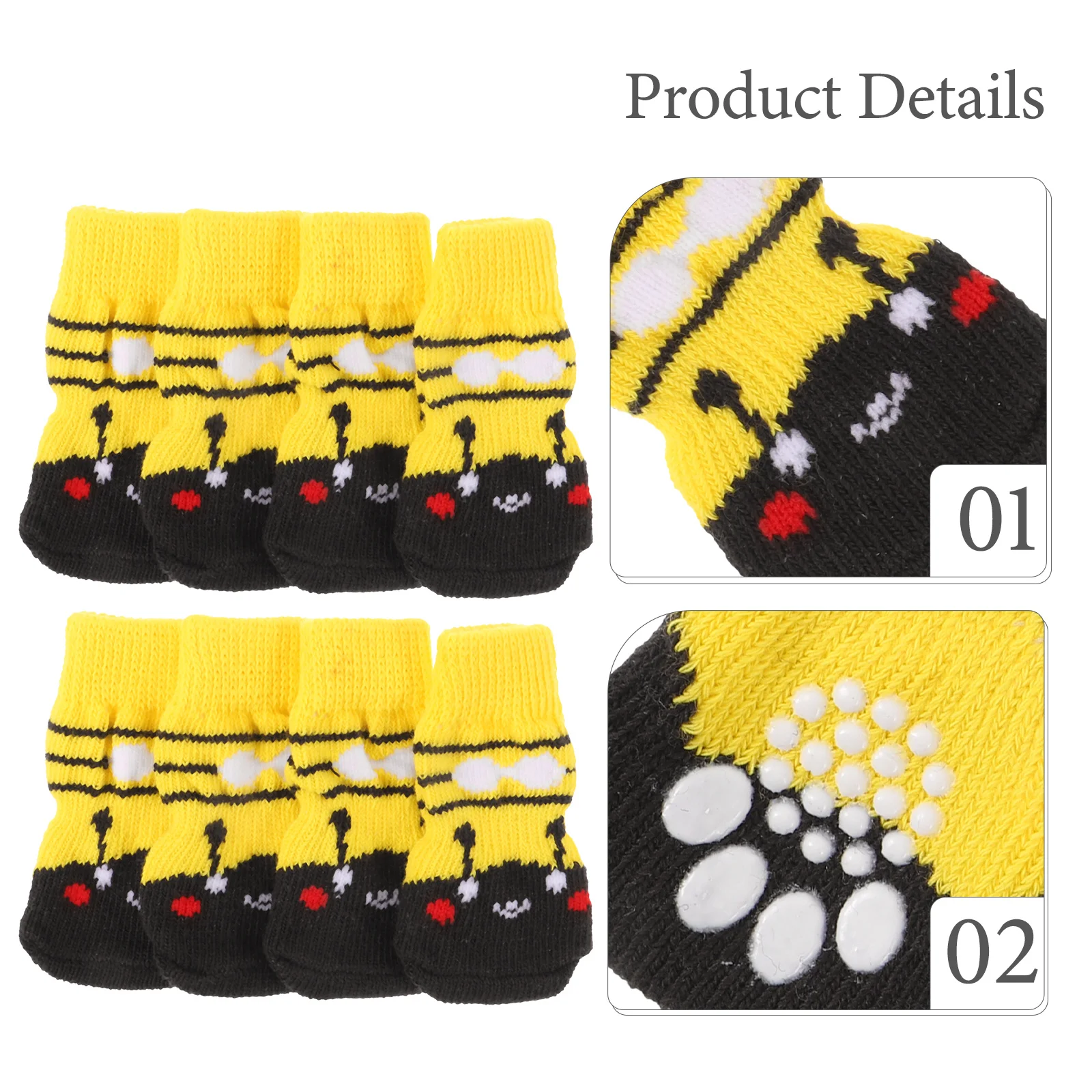 

4pcs Anti-Slip Dog Socks Winter Warm Cotton Paw Protectors Washable Reusable Small Dog Socks Portable Breathable Pet Accessories