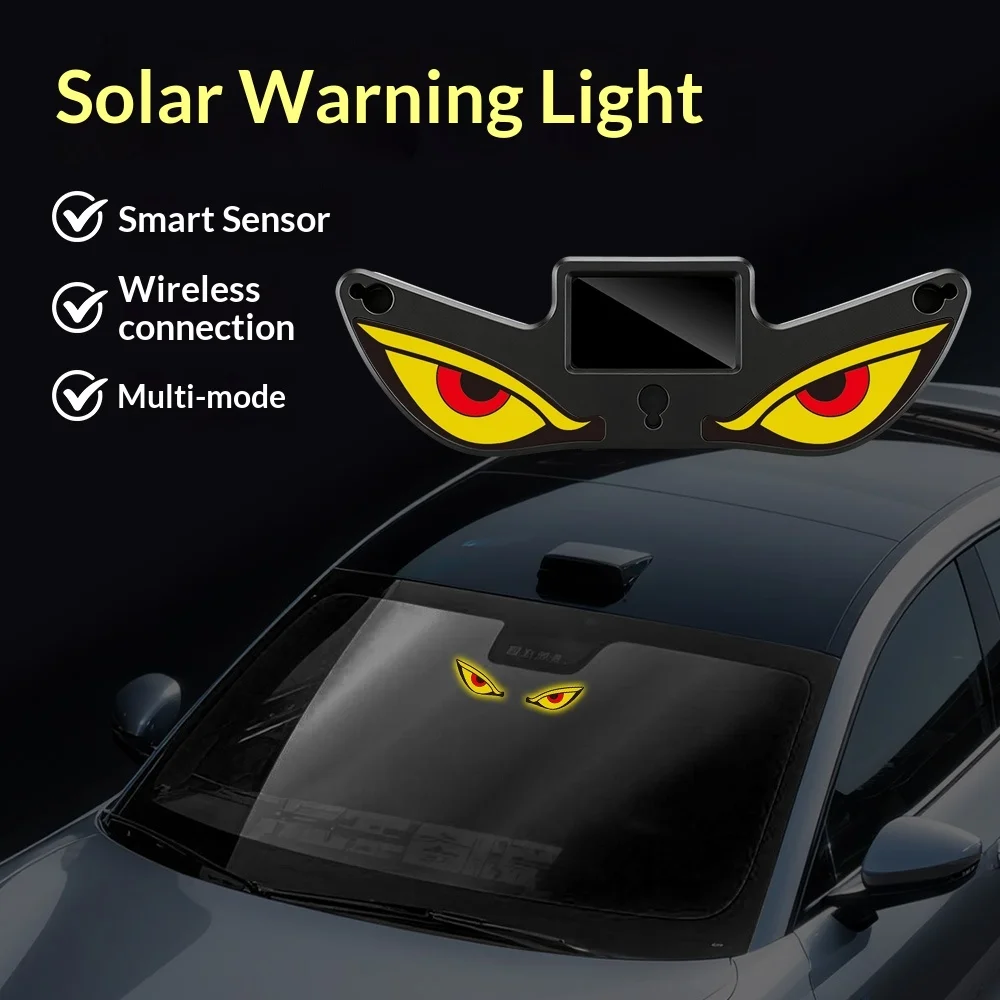 Upgrade Car Solar Energy Warning Light Devil Eyes USB Dual-Use LED Car Light Universal Rechargeable Color Changing Warning Light