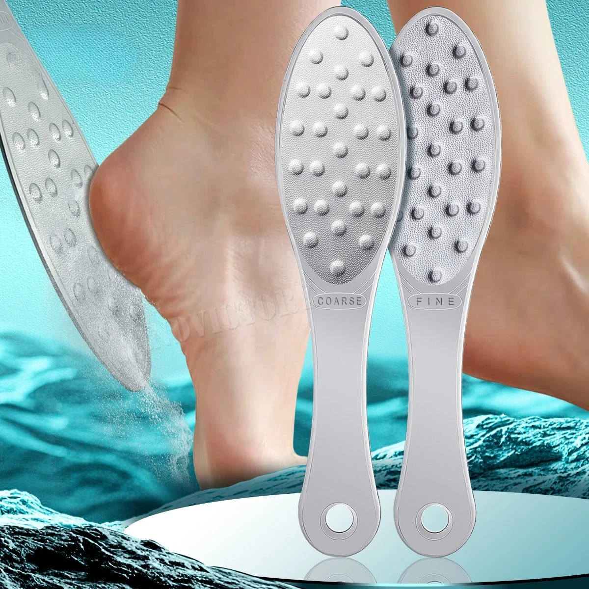 

Скребок для ног из нержавеющей стали, металлическая пилка для ног, двухстороннее средство для удаления мозолей, профессиональный инструмент для влажной или сухой кожи, инструмент для педикюра, пятка