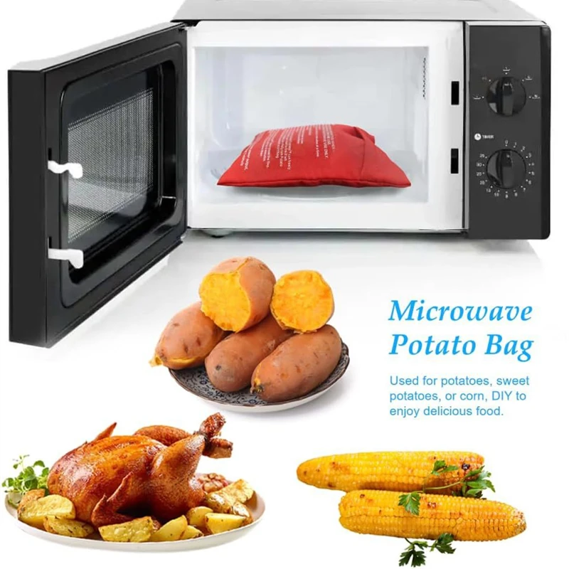 Red Microwave Oven Baked Bags Potatoes Corn Sweet Potato Heating Tools Reusable Microwave Oven Potato Cooking Bags Kitchen Tools