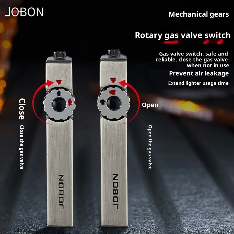 Metal Creative Windproof Flat Fire Butane Gas Lighter Safety Lock Fire Switch Visual Gas Window High end Lighters Smoking Gifts