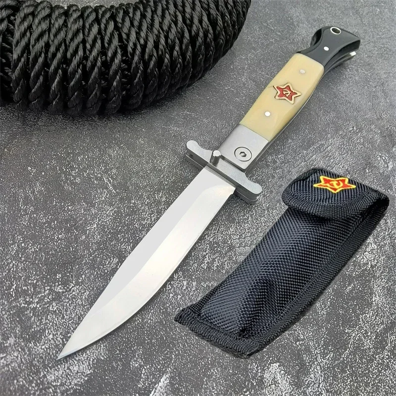 Russian Style Folding Pocket Knife 440c Blade ABS Handle Outdoor Knife Camping Survival Tactical Military Tool with Sheath