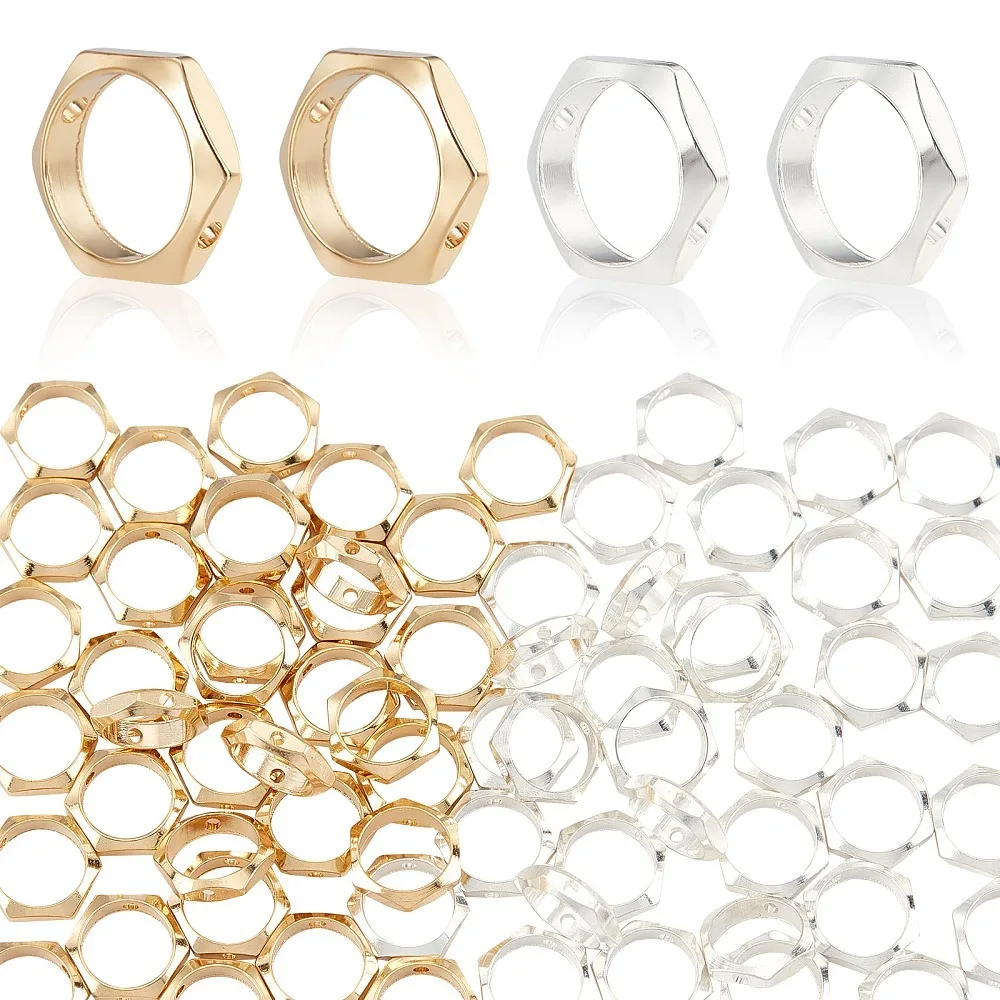 

1box 80pcs 2 colors Brass Bead Frames Long-Lasting & 8~9x2mm Hole: 1mm Inner Diameter: 6.5mm 40pcs/color