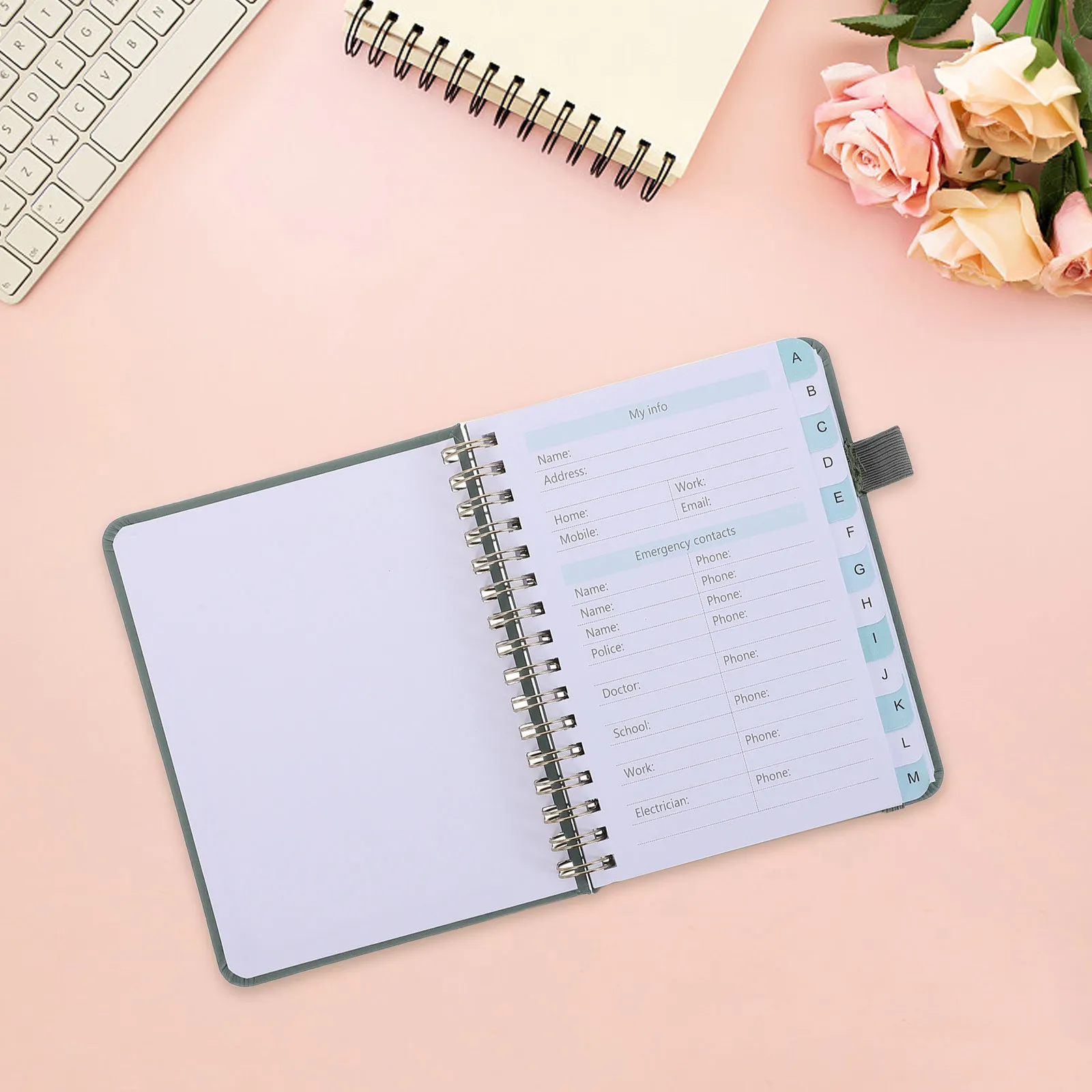 Address Phone Book Hardcover Spiral Notebook Alphabet Tabs A6 Size Password Keeper Journal Home Office Thick Paper Waterproof