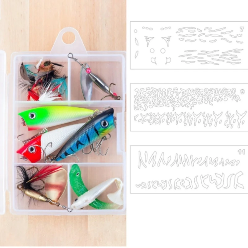 6Pcs Fishing Lure Drawing Templates for Scrapbooking Painting Home Decoration view 6